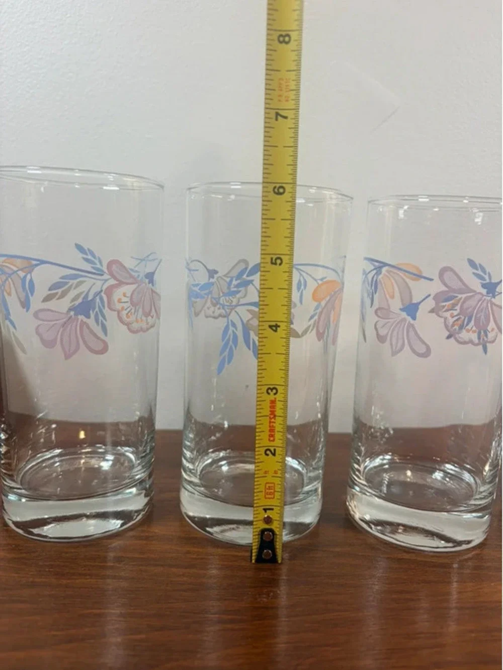 Vintage Set of 4 Floral Drinking Glasses